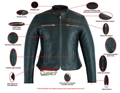 Women's "Road Queen" Women's Black Leather Riding Jacket