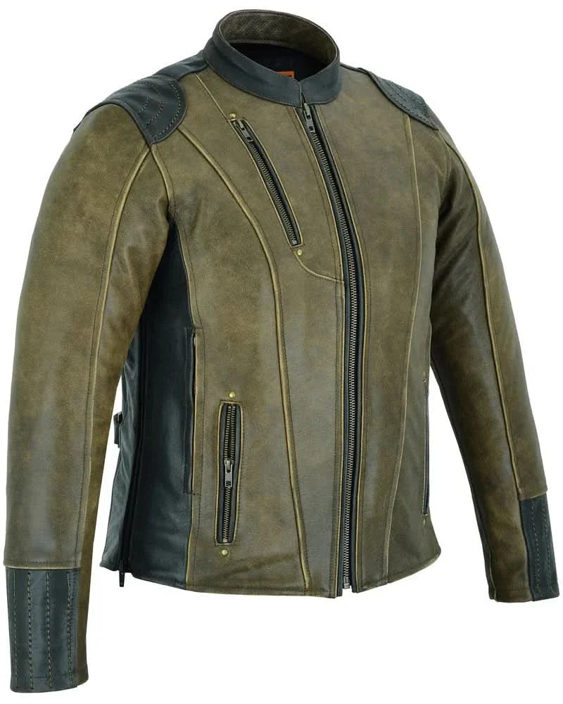 Women's Vintage Brown Leather Motorcycle Riding Jacket "Spirit Rider"