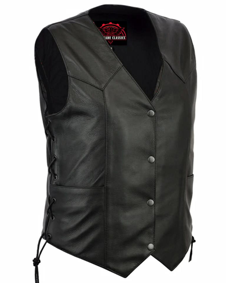 Men's classic Western Style leather vest- "New Catch"