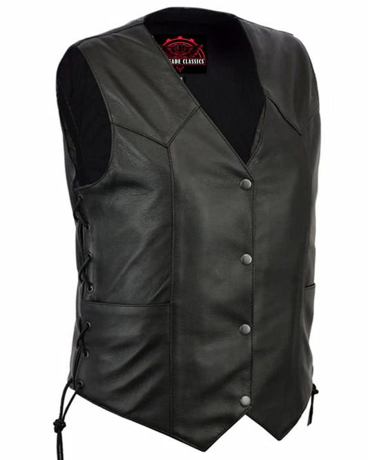 Men's classic Western Style leather vest- "New Catch"