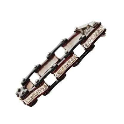 VJ116 Two Tone Black/Candy Red W/White Crystal Centers