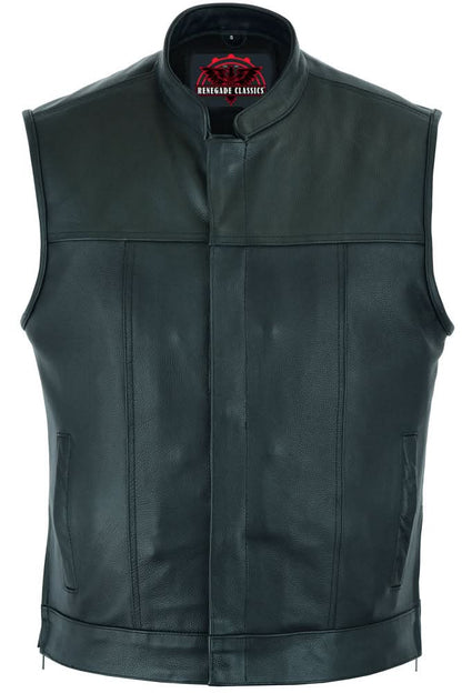 Men's club style "Double Crosser" Motorcycle Vest - Black