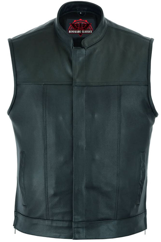 Men's club style "Double Crosser" Motorcycle Vest - Black