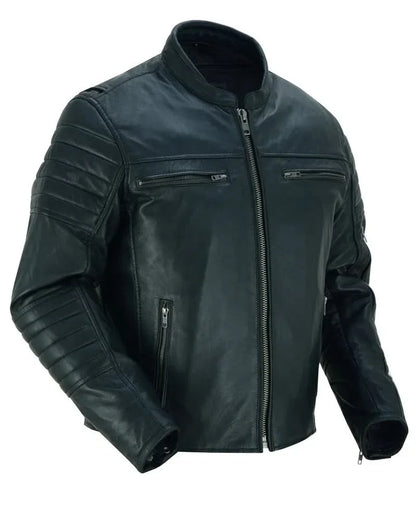Men's Lightweight Drum Dyed Naked Lambskin Crossover Scooter - Black