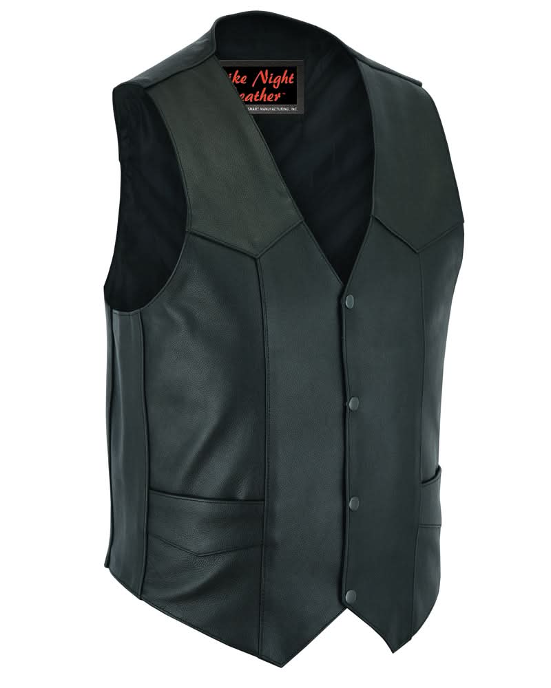 Men's Western Style Plain Economy Vest - Black