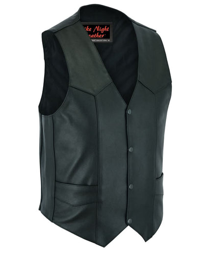 Men's Western Style Plain Economy Vest - Black