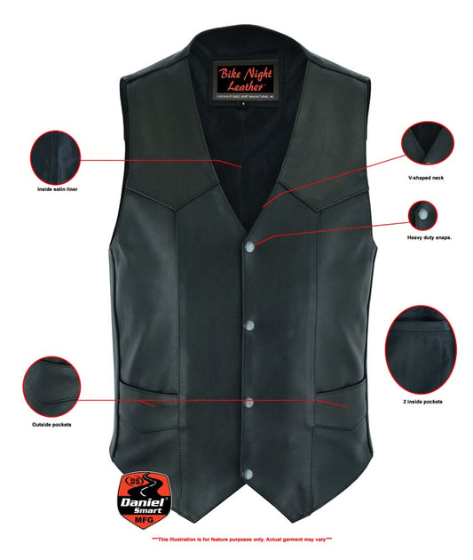 Men's Western Style Plain Economy Vest - Black