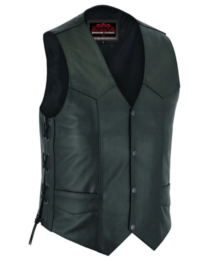 Men's Economy Vest, Side Lace - Black