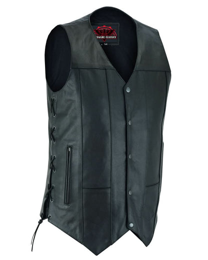 Men's Western Style Ten Pocket Utility Black Vest - TALL