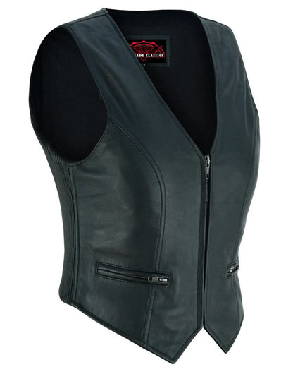 Women's Lightweight Lambskin Leather Vest with Zipper Front