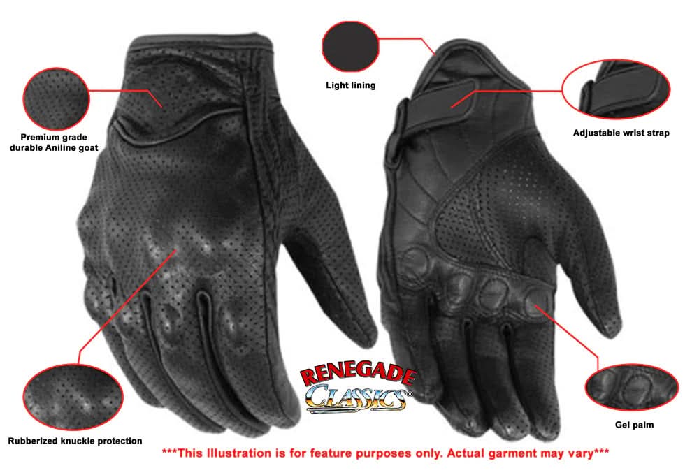 Men's Perforated Leather Roper Gloves "Fast Fingers"