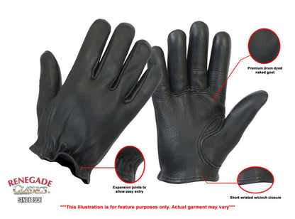 Men's Plain Leather Roper Riding Gloves "Highway Hawk"