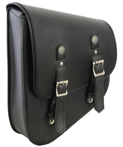 Left Side Synthetic Leather Swing Arm Bag W/ Buffalo Snaps