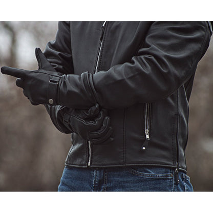 Men's Black Leather Motorcycle Gauntlet- "Phenom"