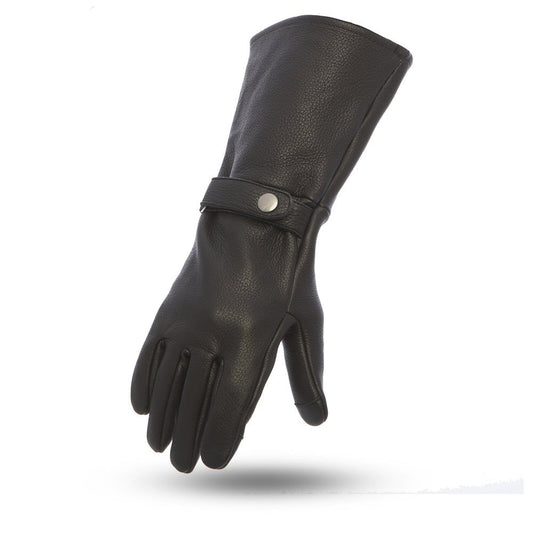 Men's Black Leather Motorcycle Gauntlet- "Phenom"
