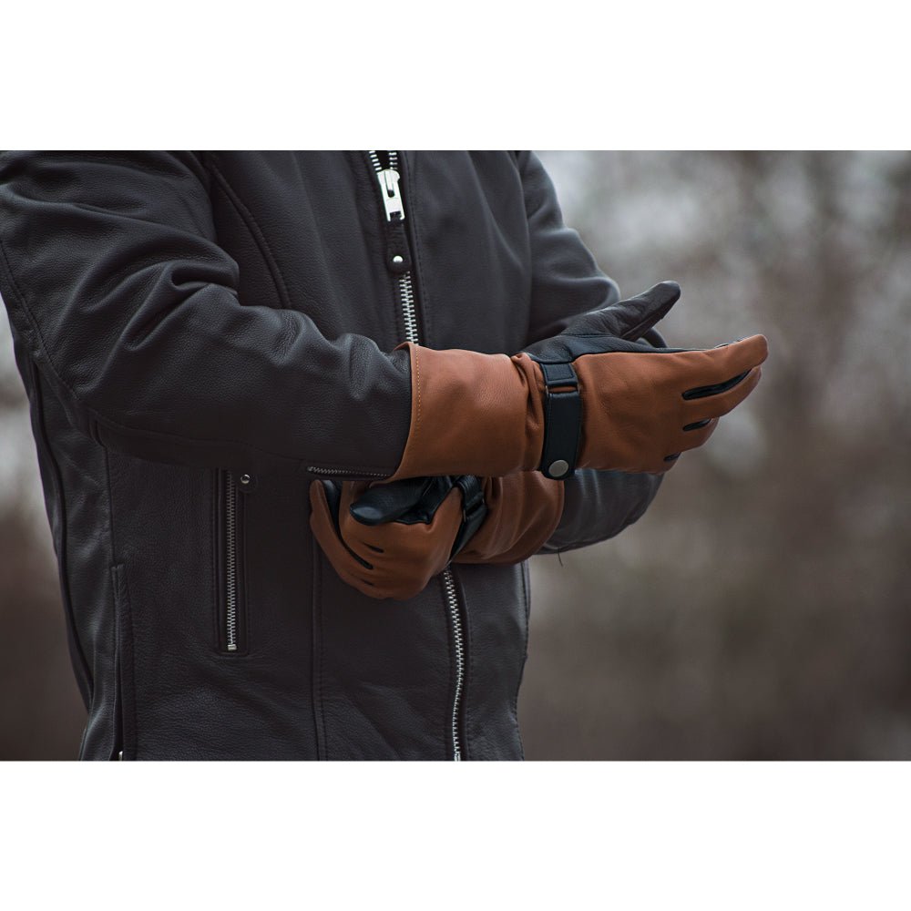 Men's Motorcycle Whiskey Leather Gauntlet- "Phenom"