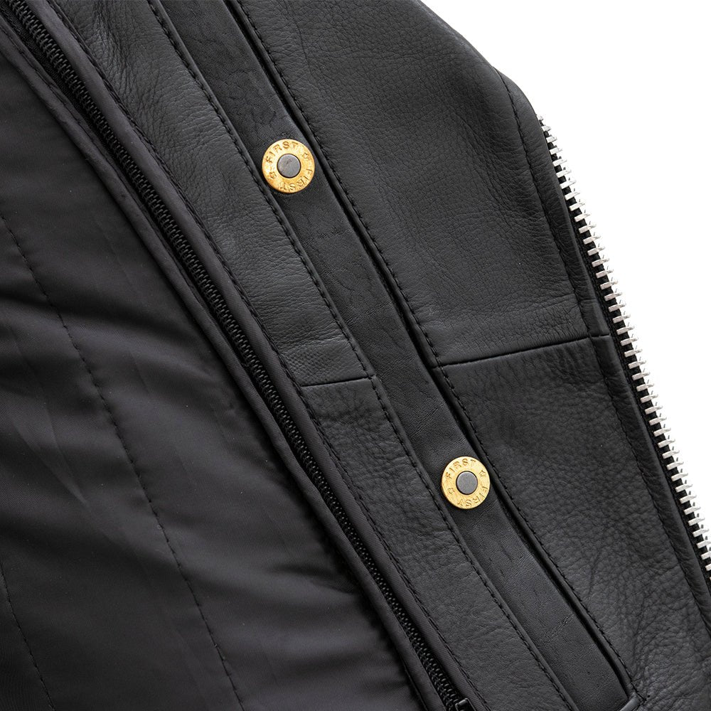 Women's Motorcycle Leather Jacket Oxblood- "Popstar"