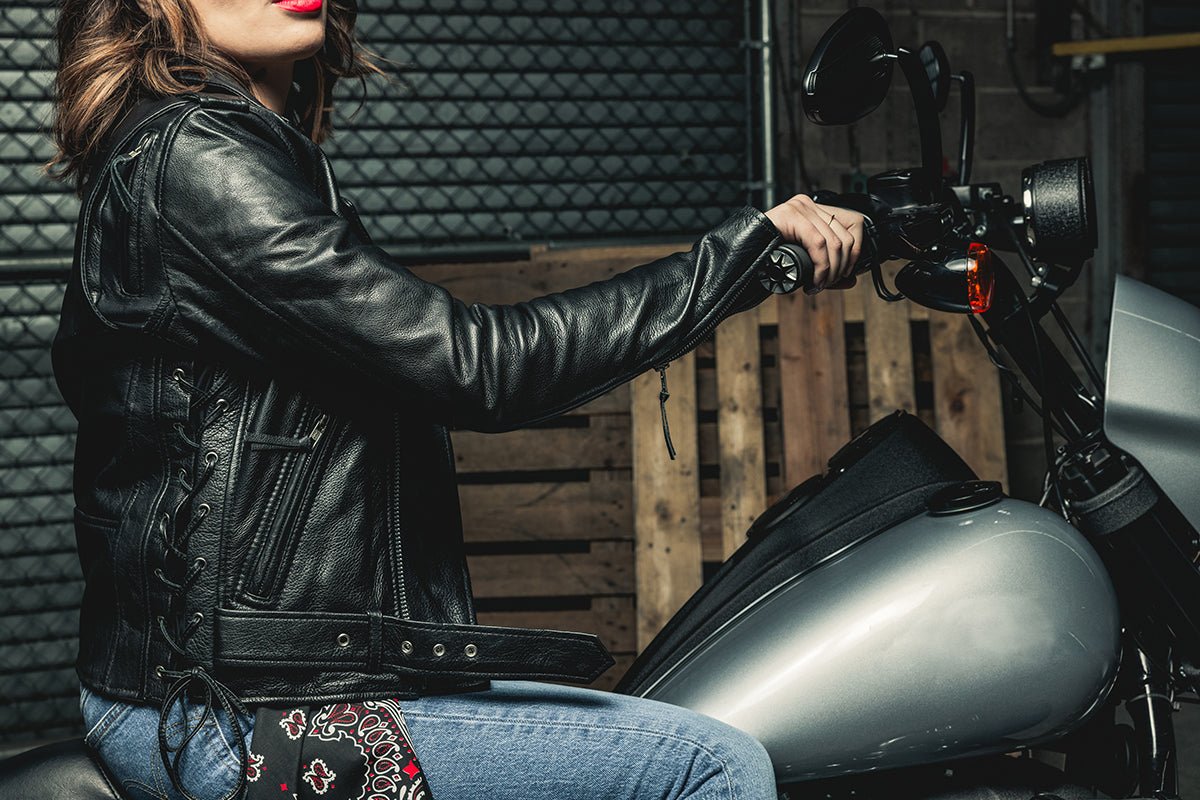 Women's Motorcycle Leather Jacket Oxblood- "Popstar"