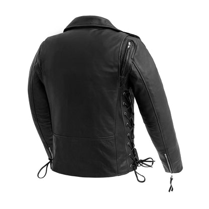 Women's Motorcycle Leather Jacket Oxblood- "Popstar"