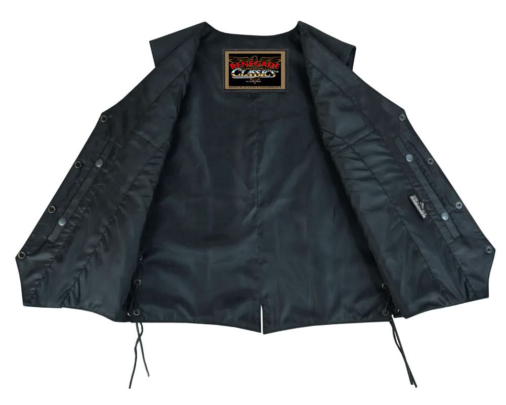 Women's leather laced and braided motorcycle vest