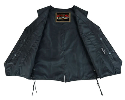 Women's leather laced and braided motorcycle vest
