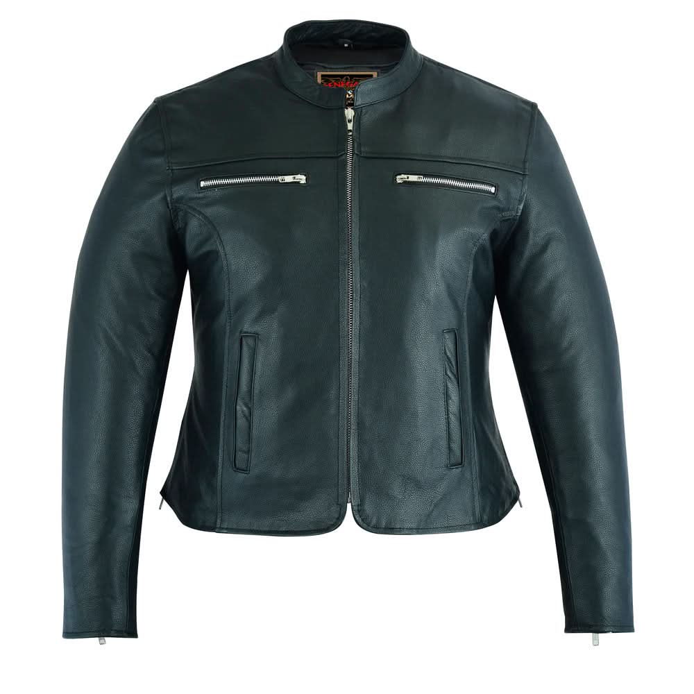 Women's "Road Queen" Women's Black Leather Riding Jacket