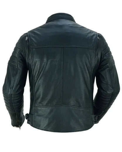 Men's Lightweight Drum Dyed Naked Lambskin Crossover Scooter - Black