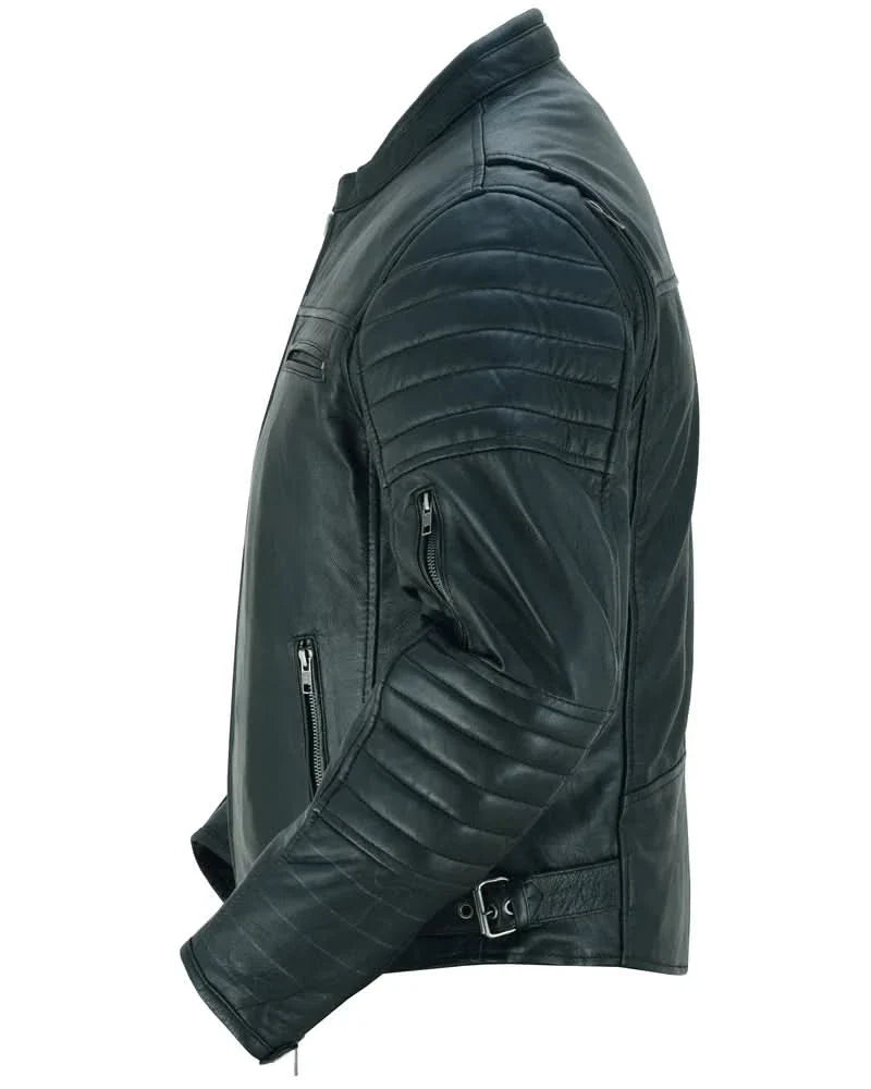 Men's Lightweight Drum Dyed Naked Lambskin Crossover Scooter - Black