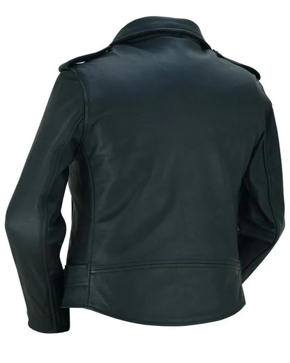 Women's Classic Fashion Plain Side Fitted Leather Jacket
