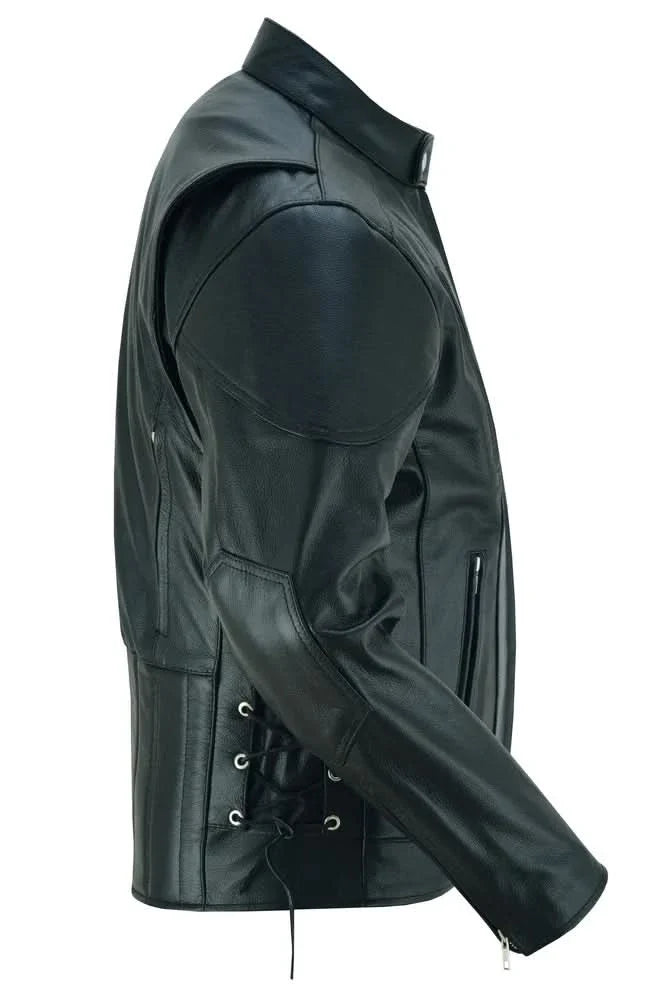 AM Knucklehead Premium Black Men's Leather Motorcycle Jacket