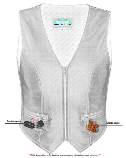 Women's Lightweight Lambskin Leather Vest with Zipper Front