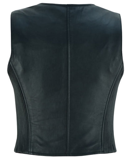 Women's Lightweight Lambskin Leather Vest with Zipper Front