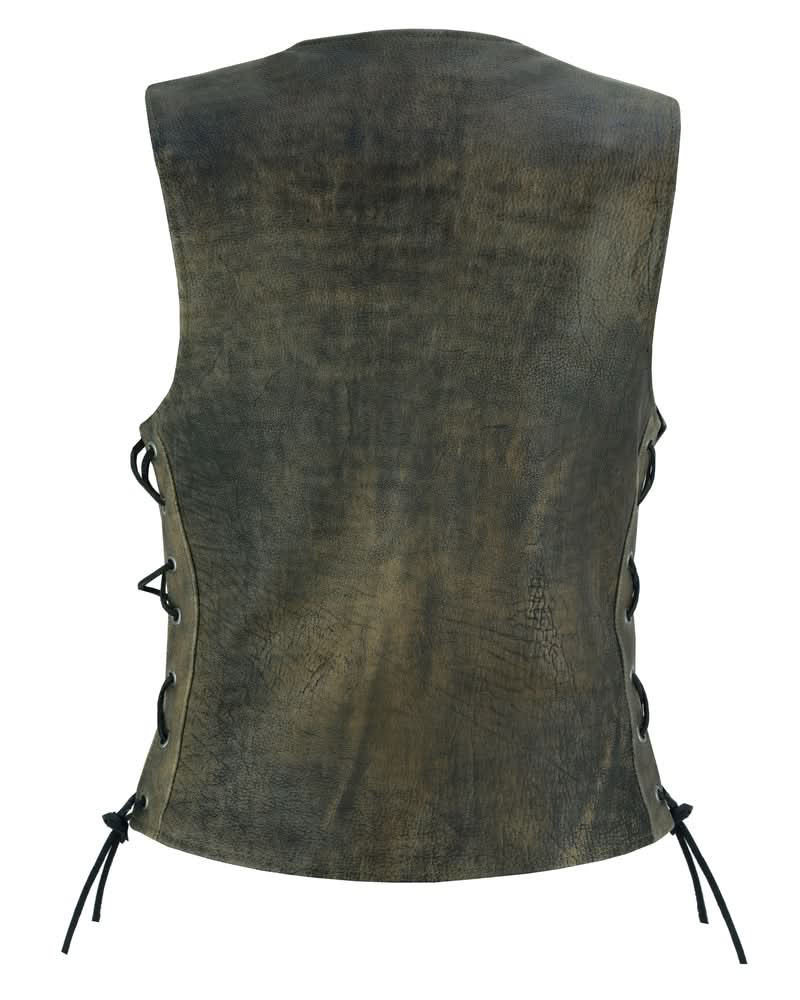 Women's Antique Brown Leather Western Style Vest