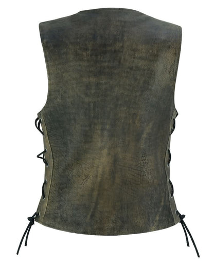 Women's Antique Brown Leather Western Style Vest