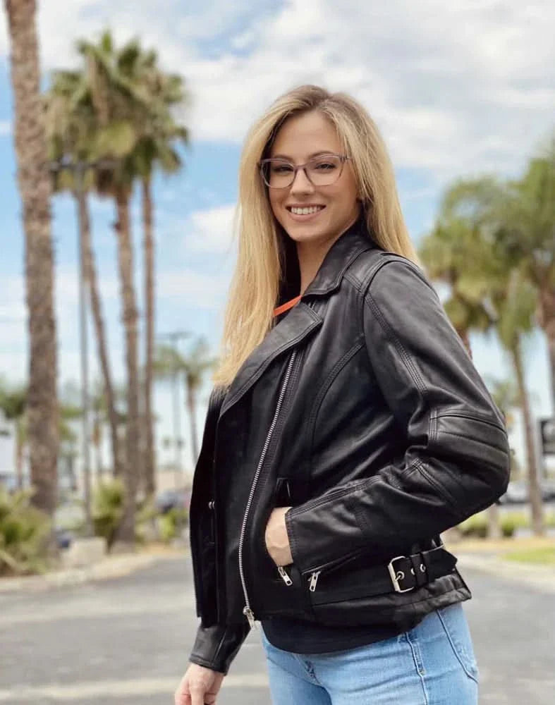 Women's Updated Classic Lightweight Motorcycle Riding Jacket