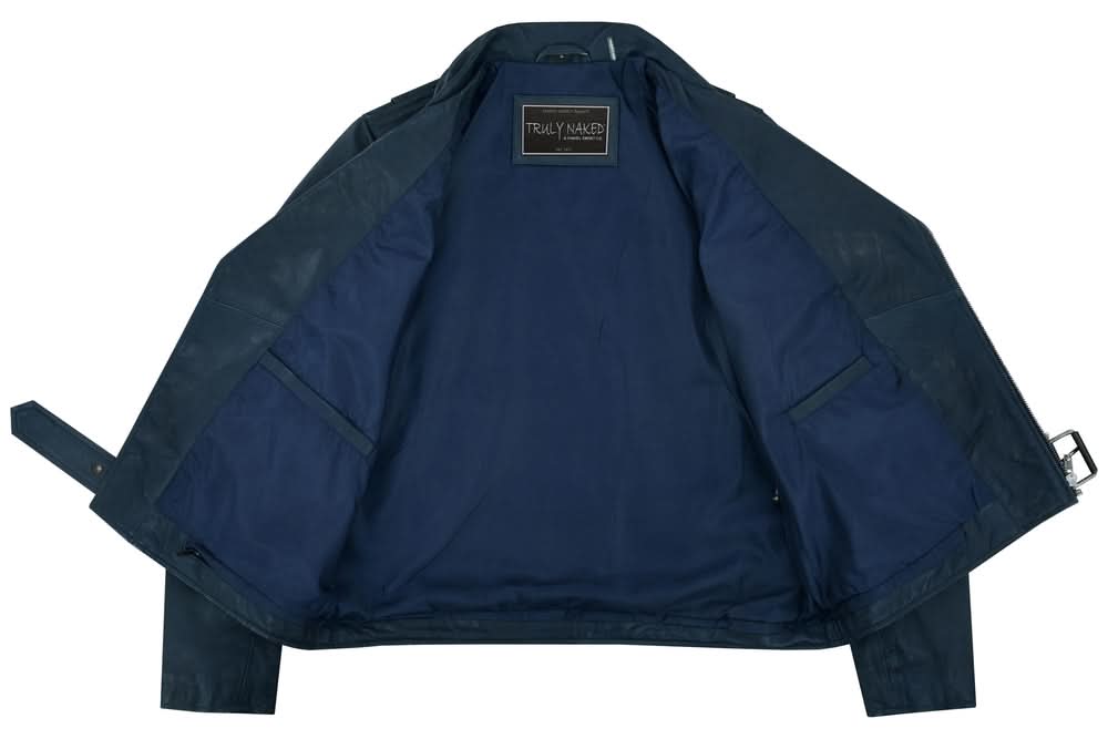Women's Fashion Leather Jacket "Moonlight" in Navy Blue