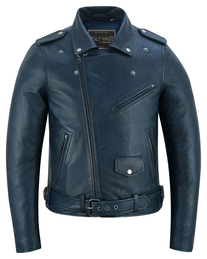 Women's Fashion Leather Jacket "Moonlight" in Navy Blue