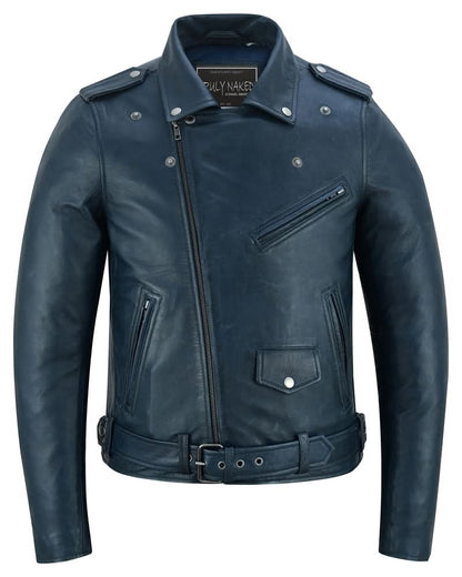 Women's Fashion Leather Jacket "Moonlight" in Navy Blue