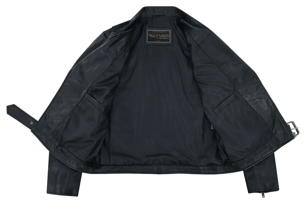 Women's Black Fashion Leather Jacket- "Night Shine"