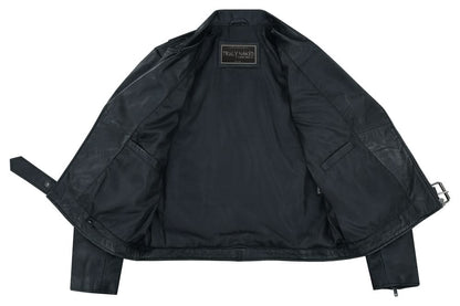 Women's Black Fashion Leather Jacket- "Night Shine"