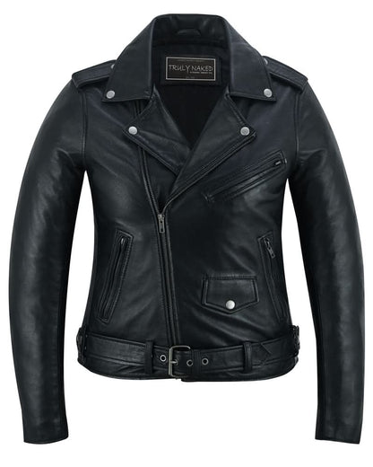Women's Black Fashion Leather Jacket- "Night Shine"