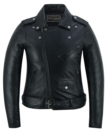 Women's Black Fashion Leather Jacket- "Night Shine"