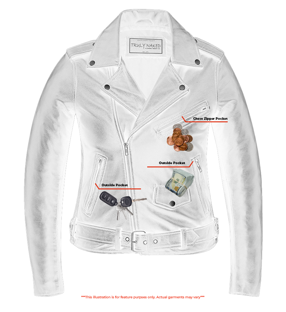 Women's Black Fashion Leather Jacket- "Night Shine"
