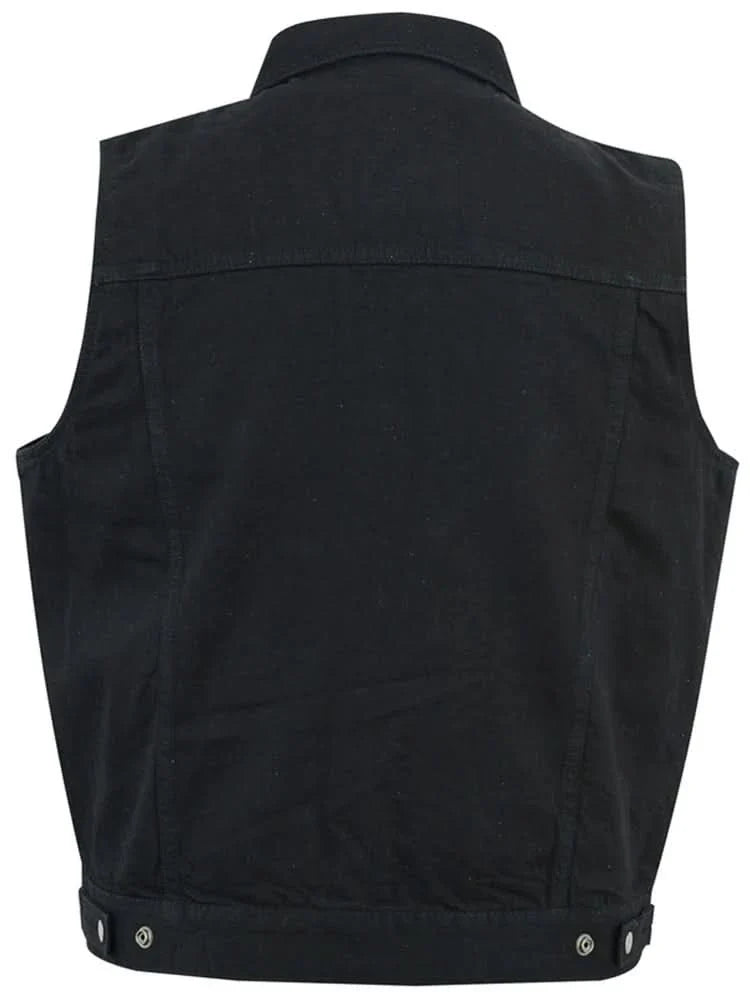 Men's Denim Motorcycle Vest- Black
