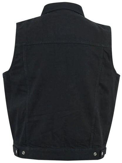 Men's Denim Motorcycle Vest- Black