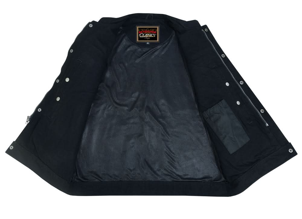Men's Black Denim Motorcycle Vest- Weston