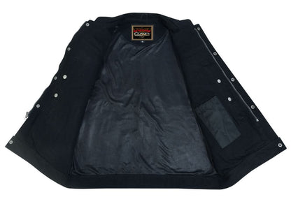 Men's Black Denim Motorcycle Vest- Weston