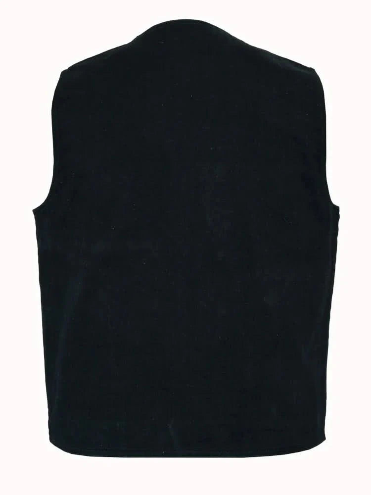 Men's Traditional Motorcycle Denim Vest with Plain Sides