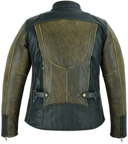 Women's Vintage Brown Leather Motorcycle Riding Jacket "Spirit Rider"