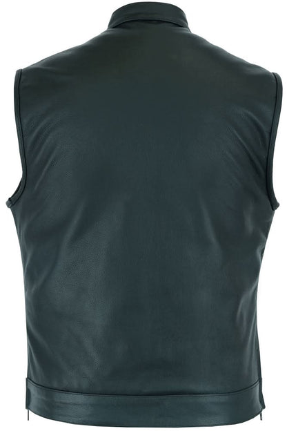 Men's club style "Double Crosser" Motorcycle Vest - Black